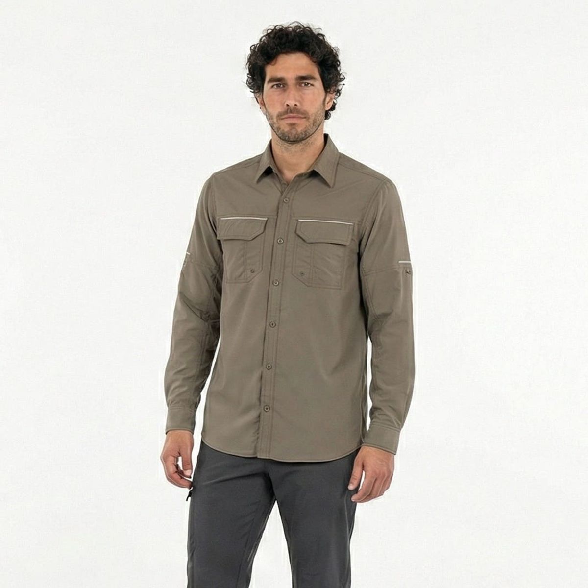 T-WORLD - Camisa Outdoor Trekking Hombre Ripstop Protección Uv+50