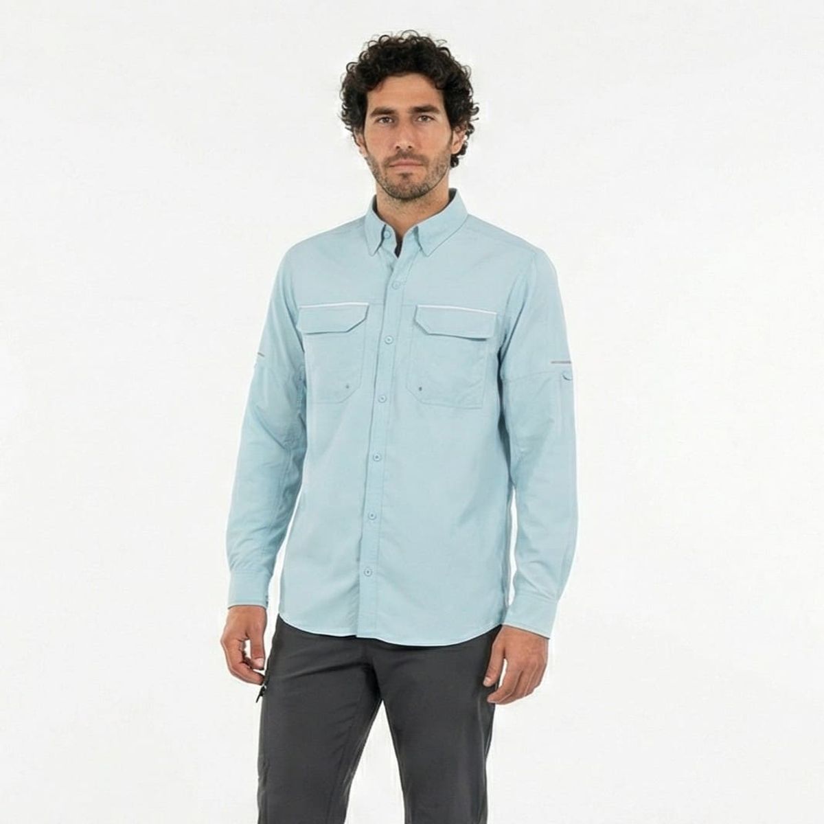 T-WORLD - Camisa Outdoor Trekking Hombre Ripstop Protección Uv+50