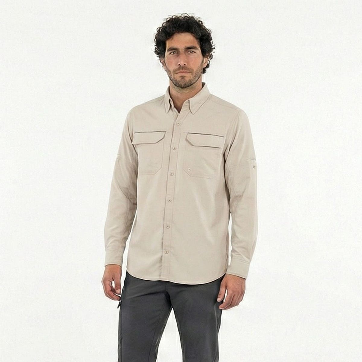 T-WORLD - Camisa Outdoor Trekking Hombre Ripstop Protección Uv+50