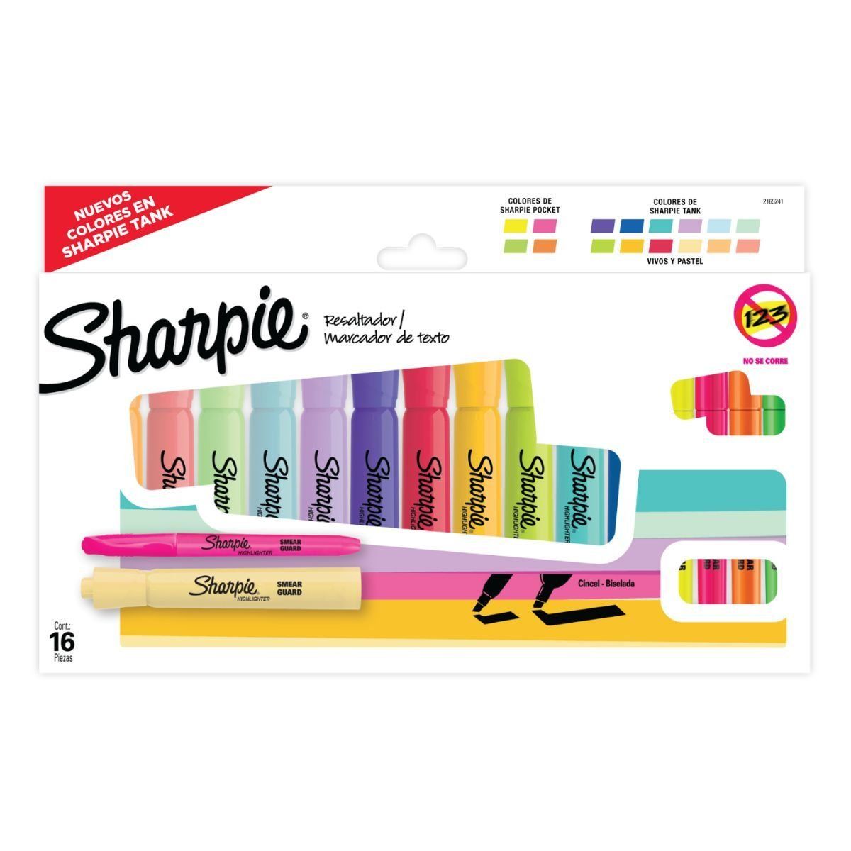 SHARPIE - Set 16 Destacadores Sharpie Tonos Pasteles Punta Biselada