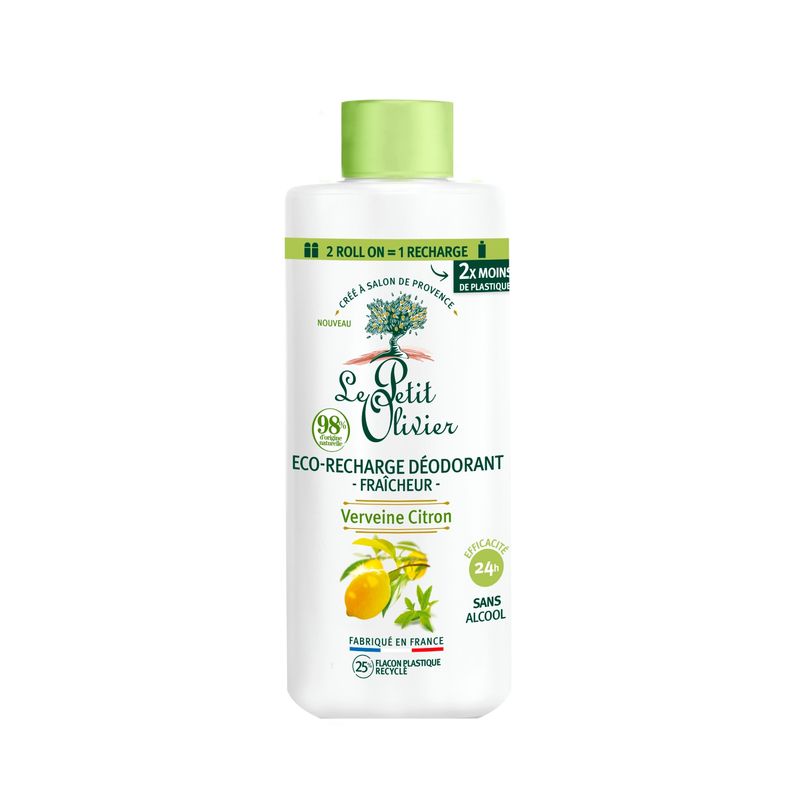LE PETIT OLIVIER - Eco-refill Desodorante Roll-On - Verbena Limón - 2 Recargas.