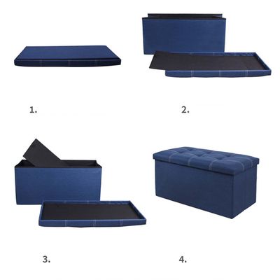 Imagen 2 del producto Puff Taburete Plegable Organizador Multifuncional 76cm X 38cm