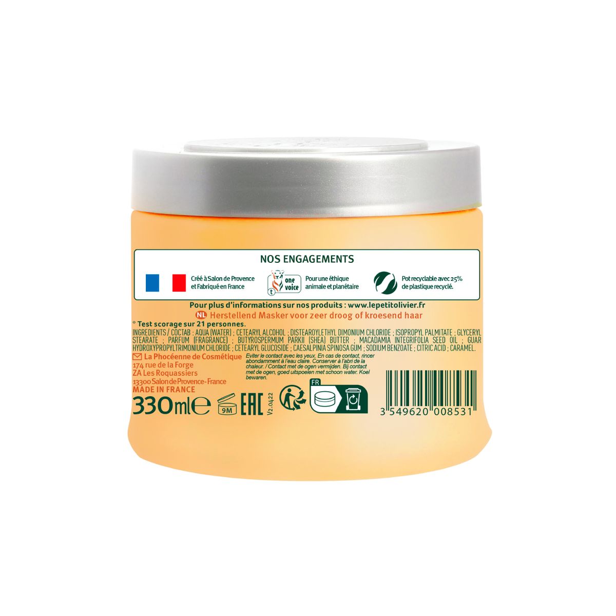 LE PETIT OLIVIER - Máscara Nutriente Cabello Rizado - Le Petit Olivier 330 ml.
