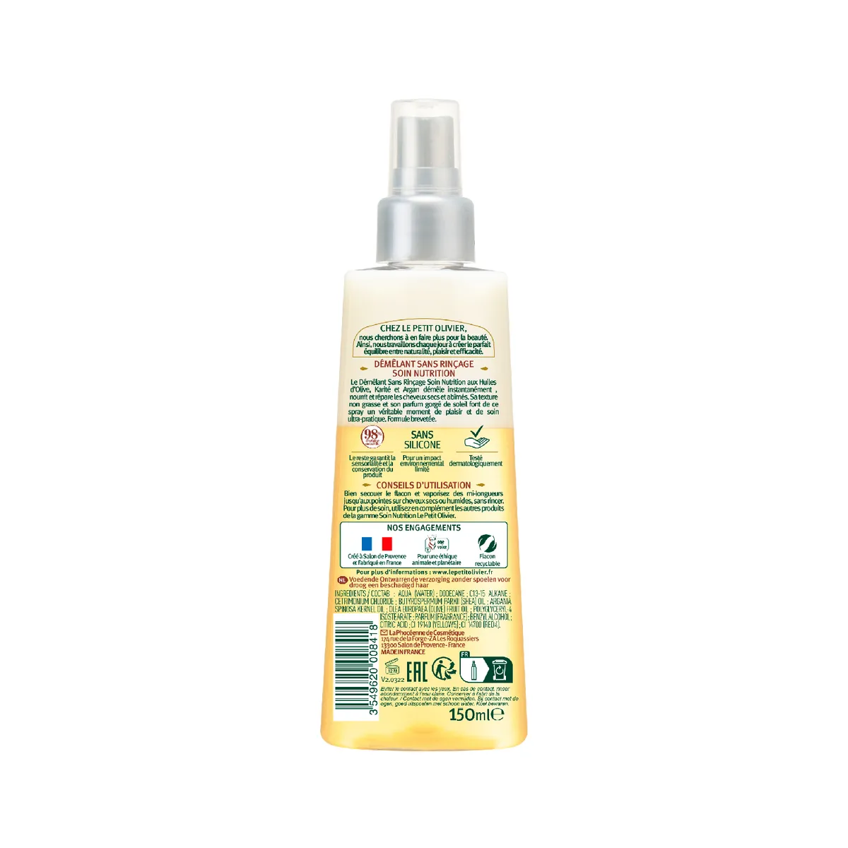 LE PETIT OLIVIER - Spray desenredante cabello Seco - Le Petit Olivier - 150 ml.
