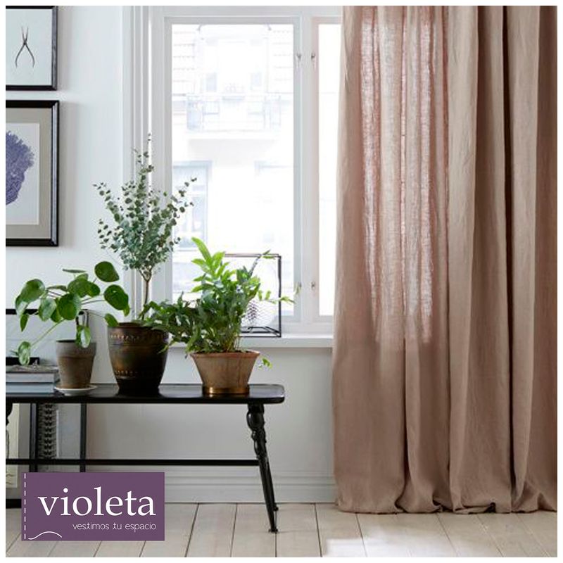 GENERICO - Cortina de Lino Delphina Beige , 1 paño de 100 x 240 cm.