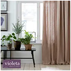 GENERICO - Cortina de Lino Delphina Beige , 1 paño de 100 x 240 cm.