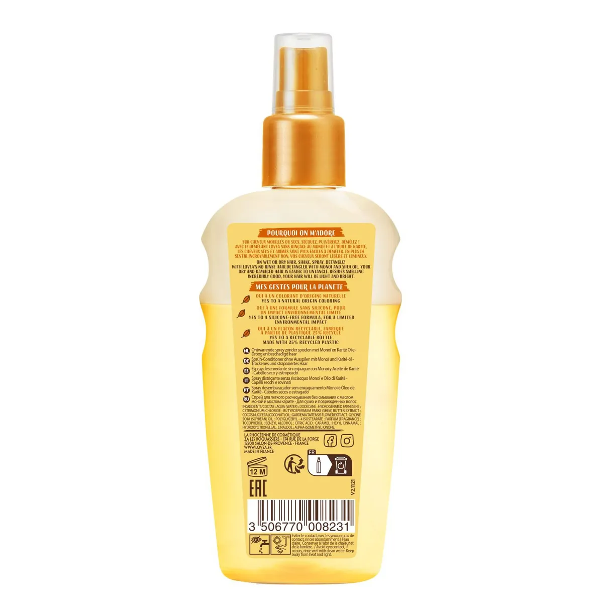 LOVEA - Spray desenredante Monoï & Karité - seco y dañado - Lovea - 150 ml..-