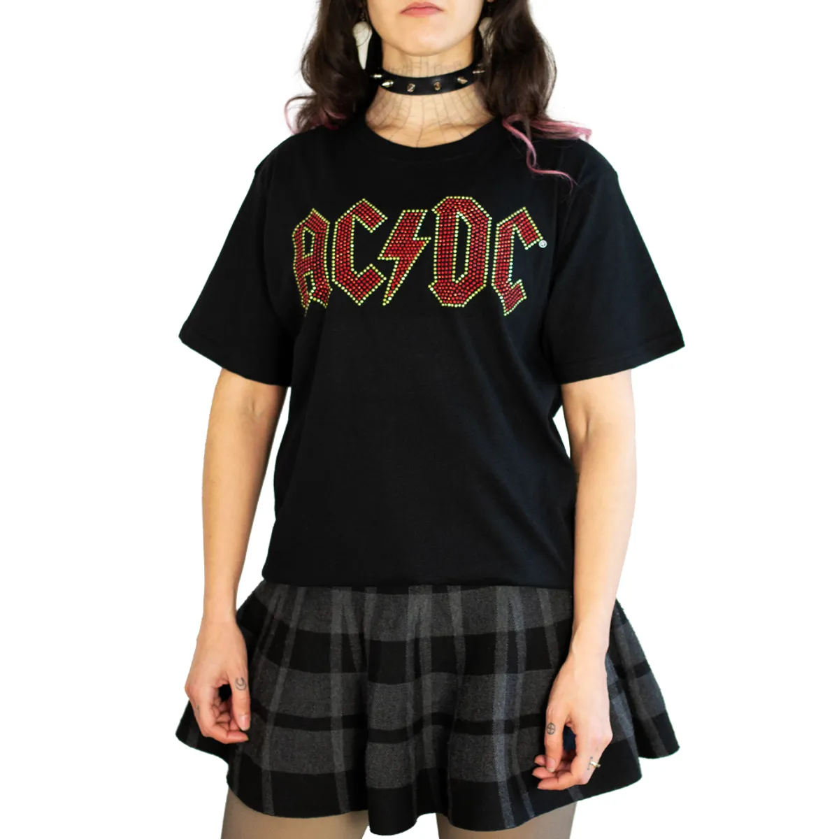 ROCK OFF OFFICIALLY LICENSED PRODUCTS - Polera original de ACDC con decoraciones de diamantes brillantes