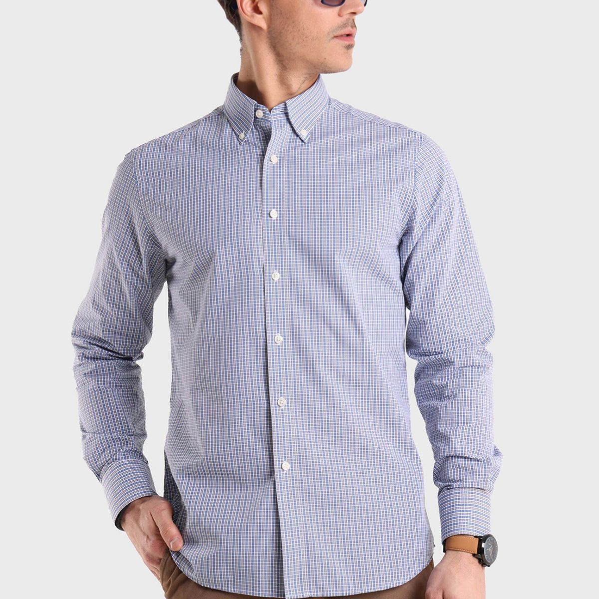 GUY LAROCHE - Camisa Cuello con Botón Cuadritos Guy Laroche GUY LAROCHE