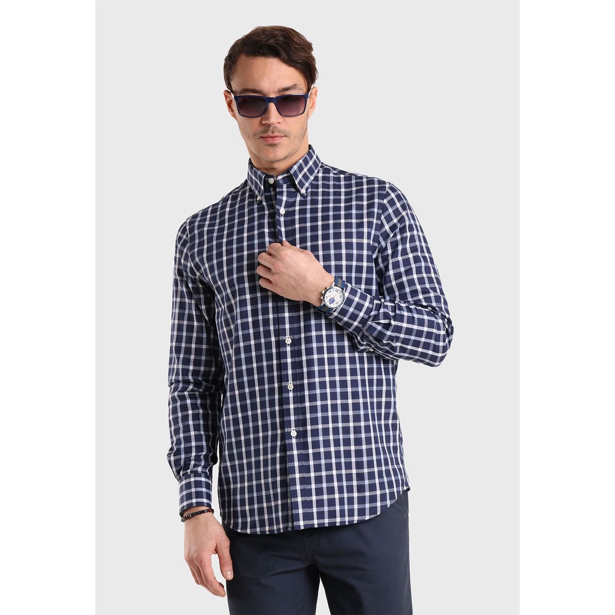 GUY LAROCHE - Camisa Cuello con Botón Cuadros Guy Laroche GUY LAROCHE