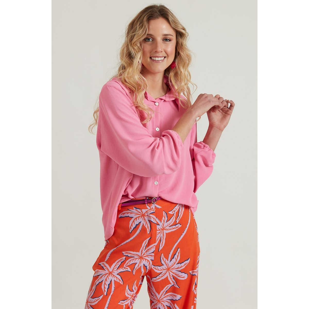 FASHIONS PACIFIC - Blusa Giovani Rosa Fuerte de Botones Fashions Pacific_.