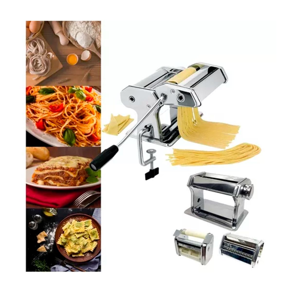 GENERICO - Maquina Para Hacer Pasta + Ravioles + Amasador 3 En 1