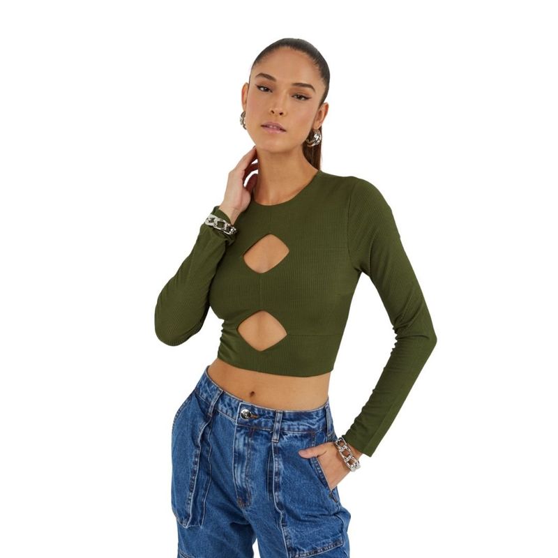 COLCCI - Blusa Canelada con Recortes Sport Style