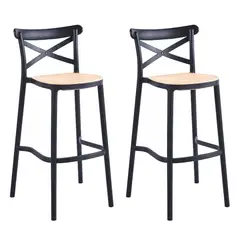 GENERICO - Taburete Negro Crossback Danubio 76 cm Pack 2 - Bodegatfc