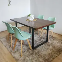 CORI CORI - Juego de Comedor Mesa Industrial 140x90 + 4 Sillas Tulip Menta