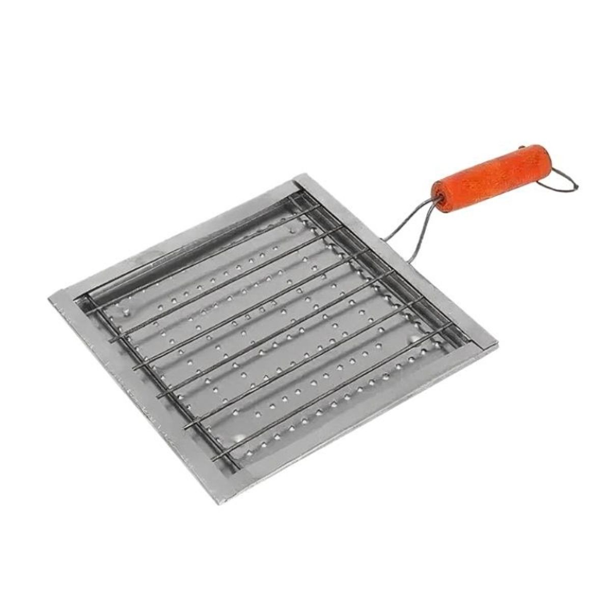GENERICO - Tostador manual de cocina cuadrado de acero inoxidable con mango