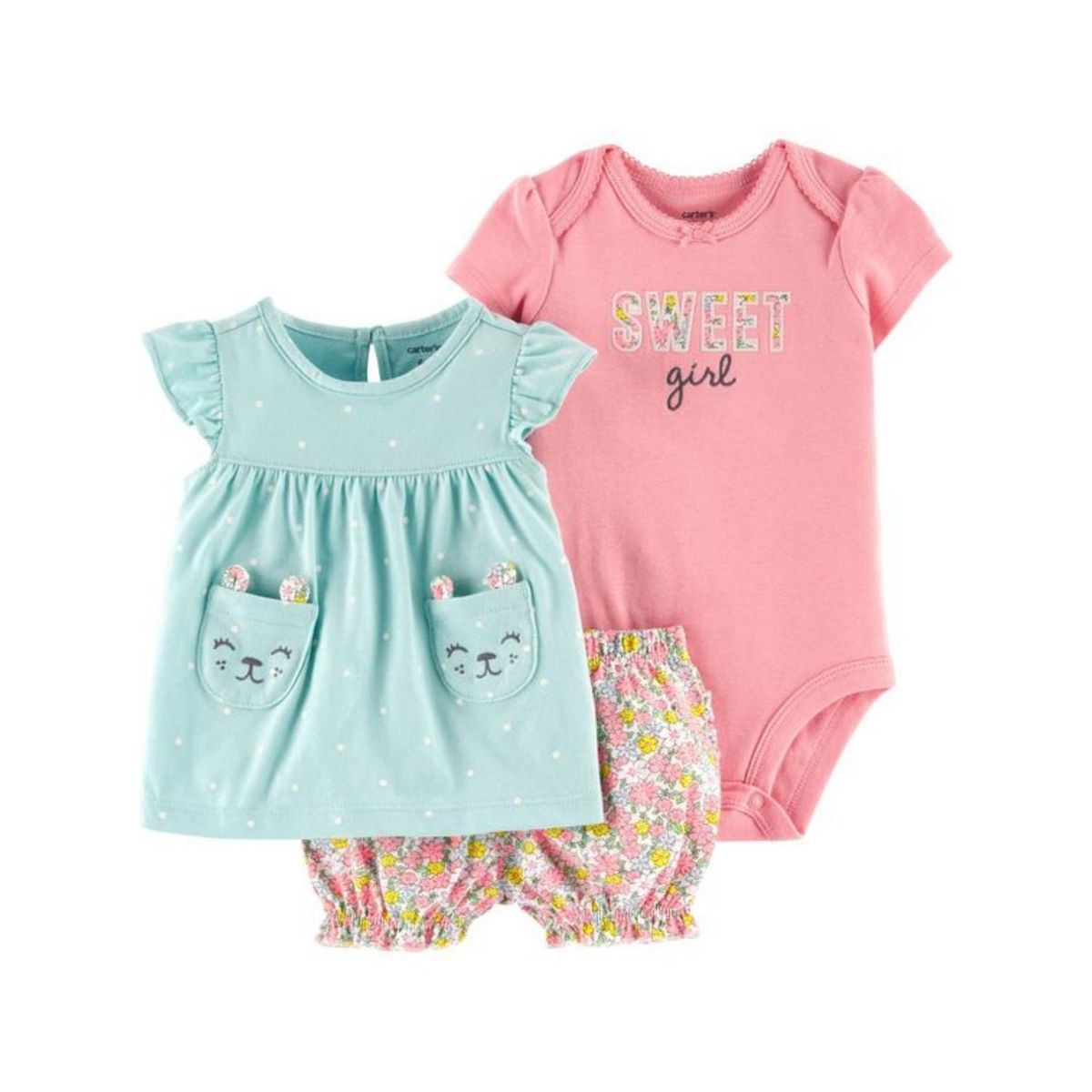 TEDMIMAK - Set 3 Piezas Sweet Girl Tedmimak 100% Algodón Conjunto