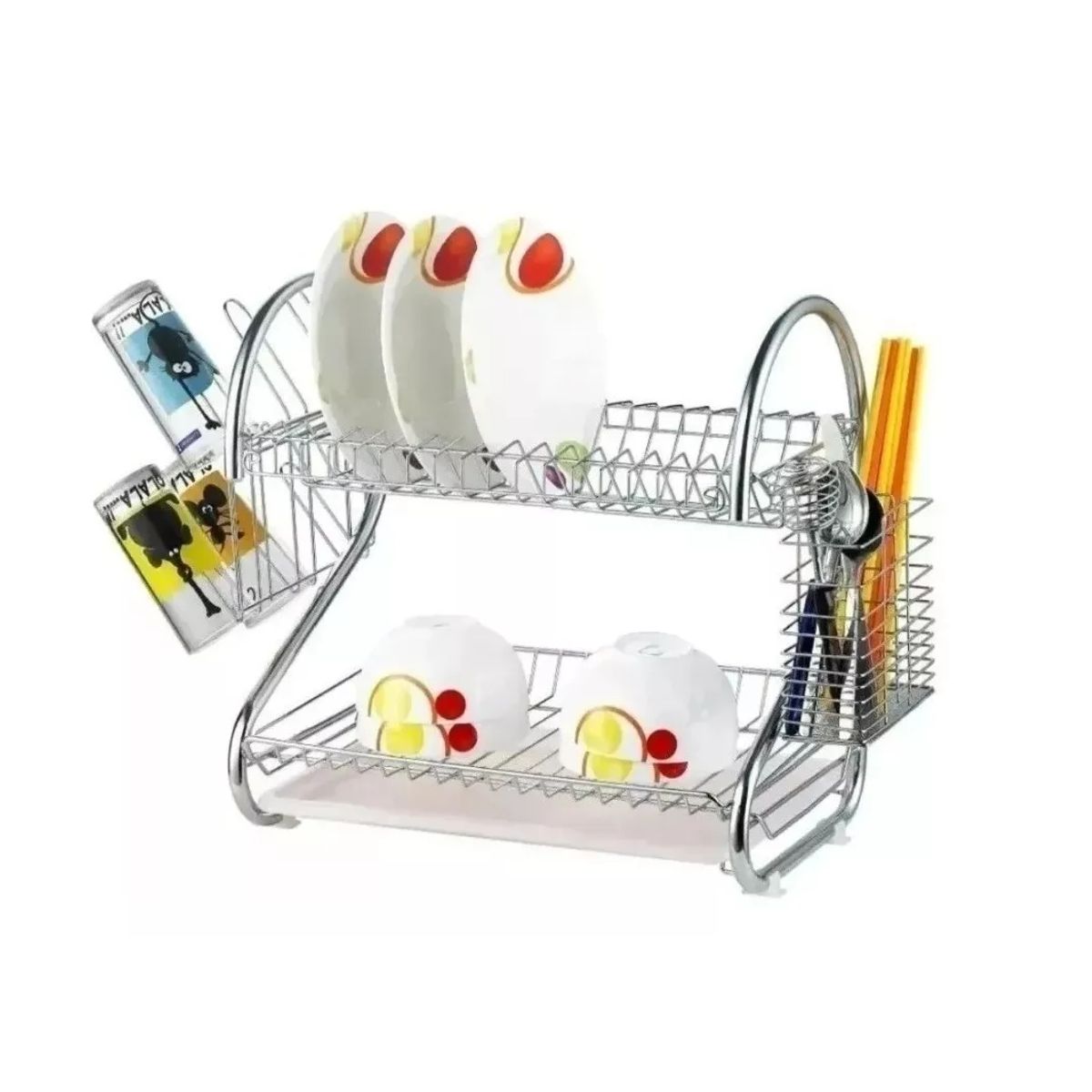 GENERICO - Escurridor Secador Cromado De Platos 2 Niveles Secaplatos