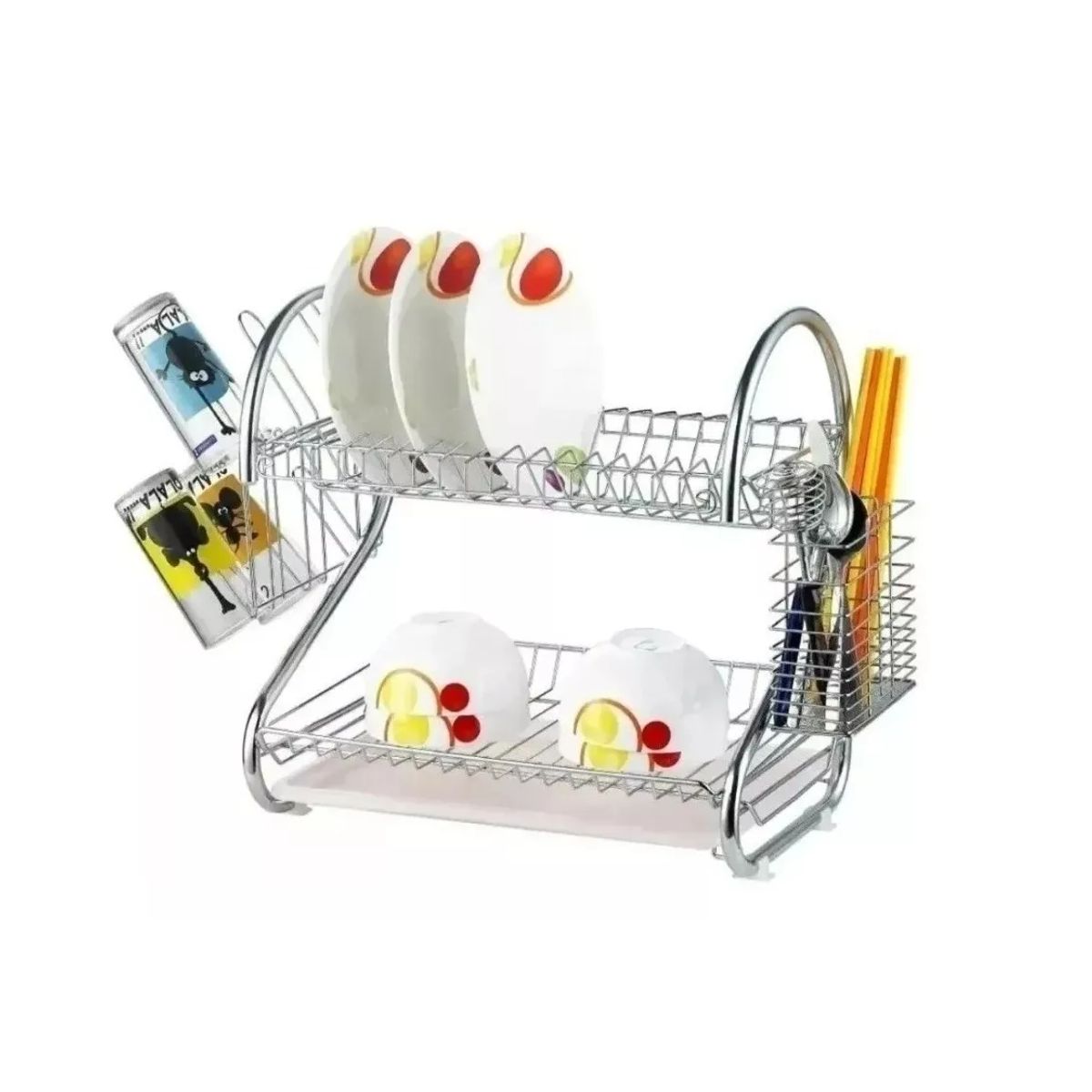 GENERICO - Escurridor Secador Cromado De Platos 2 Niveles Secaplatos