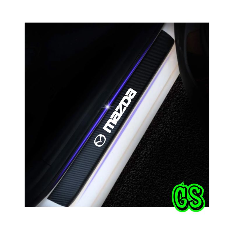 GRAVITY - Cubre Zocalo Adhesivo Fibra Carbono Protector Mazda 4Pcs