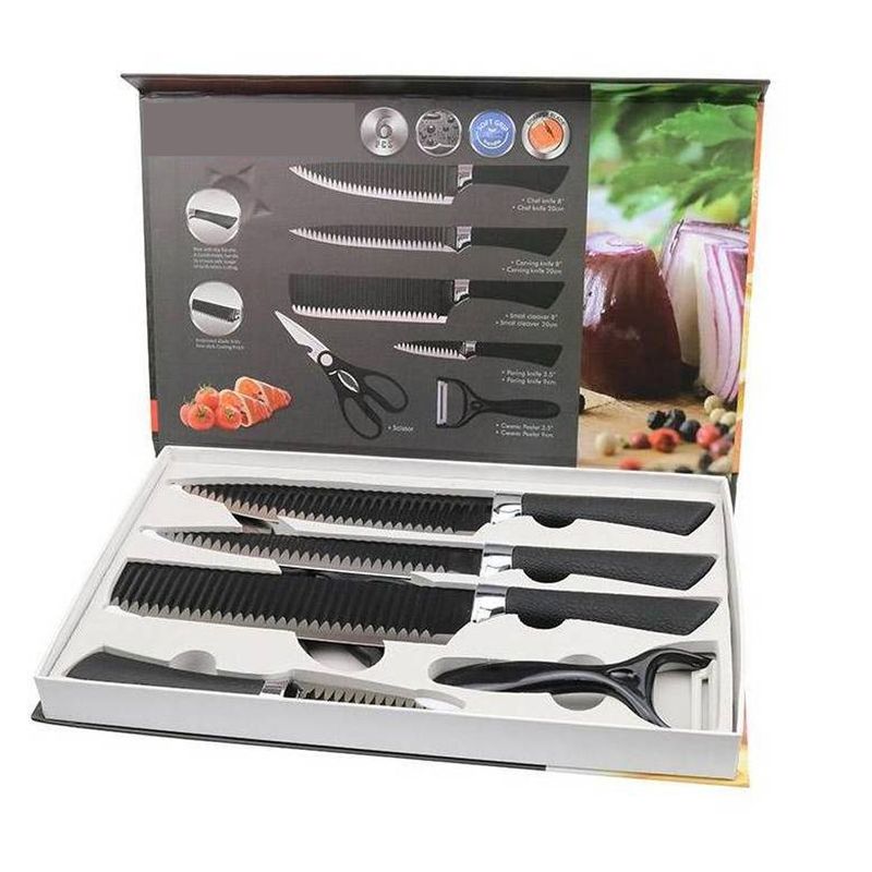 GENERICO - Set De 6 Cuchillos Juego Cuchillos Cocina Tijera Pelador