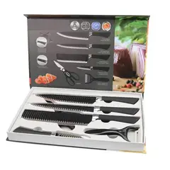 GENERICO - Set De 6 Cuchillos Juego Cuchillos Cocina Tijera Pelador