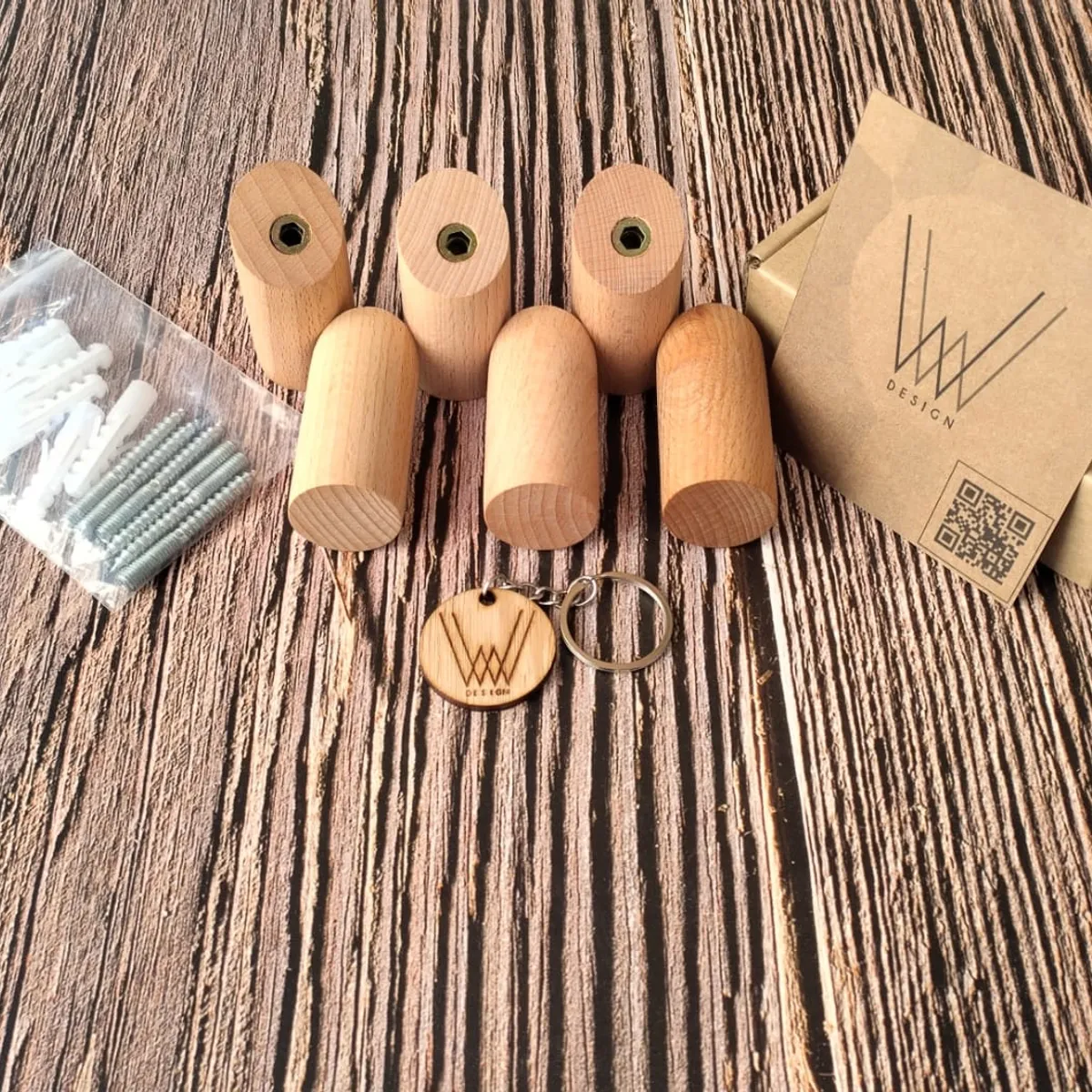 WW DESIGN - Perchero de Madera Natural para Pared  Diseño Simple y Funcional