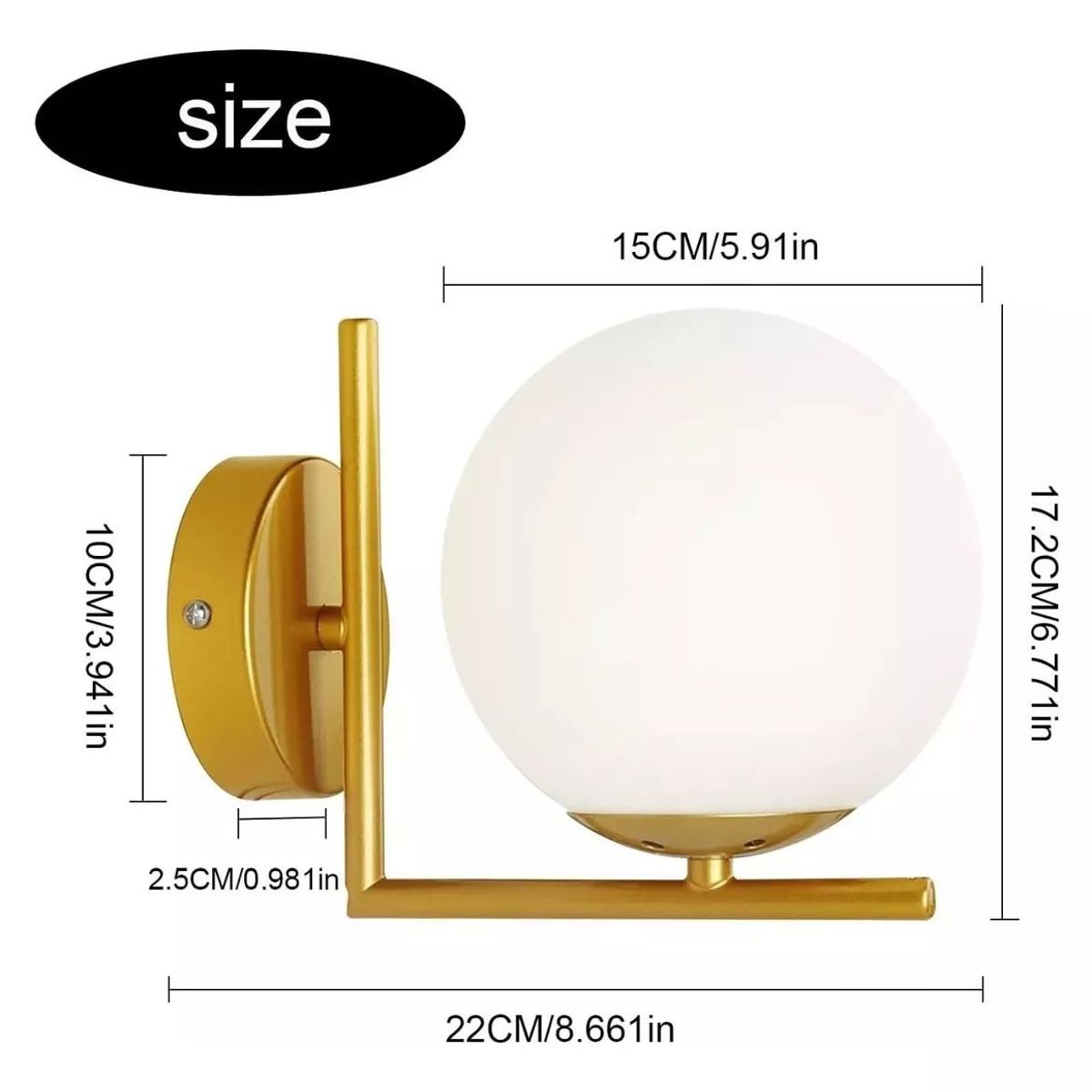 KUANGYE - Lámpara Led De Pared Moderna Dorada De 60w