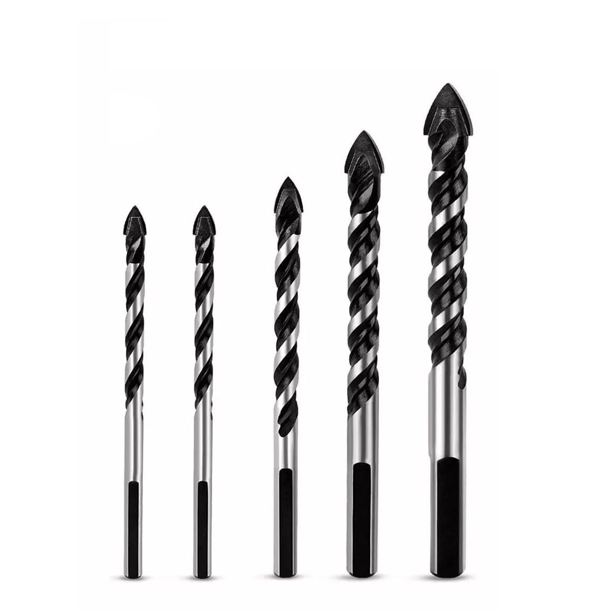 KUANGYE - 5 Brocas Hss Carburo Para Vidrio Metal Madera Mármol