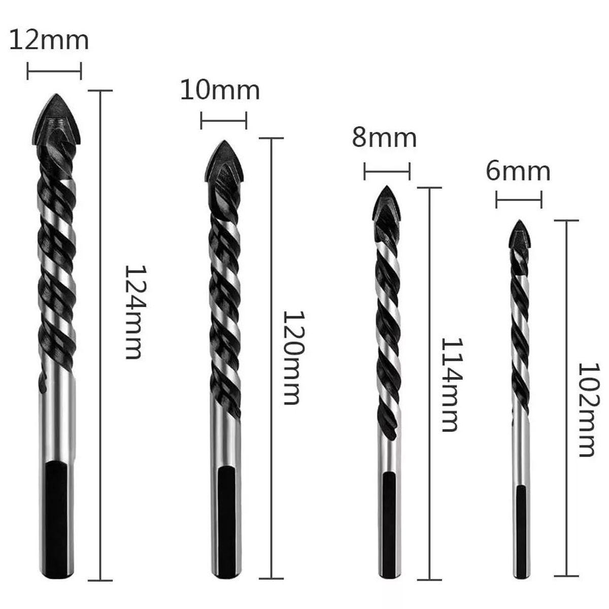 KUANGYE - 5 Brocas Hss Carburo Para Vidrio Metal Madera Mármol