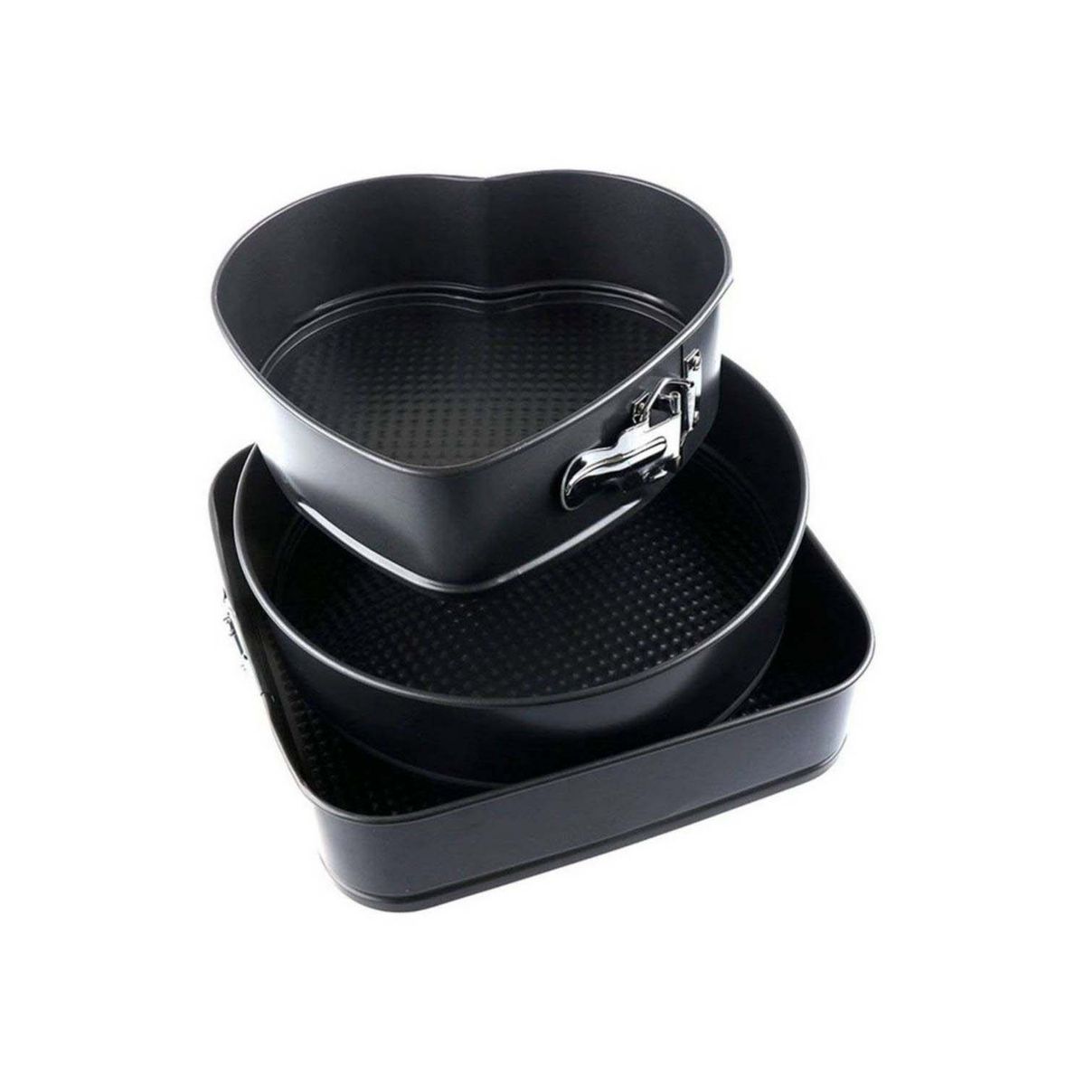 GENERICO - 3 Moldes Repostería Queques Tortas Antiadherente Desmontable