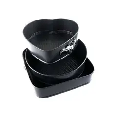 GENERICO - 3 Moldes Repostería Queques Tortas Antiadherente Desmontable