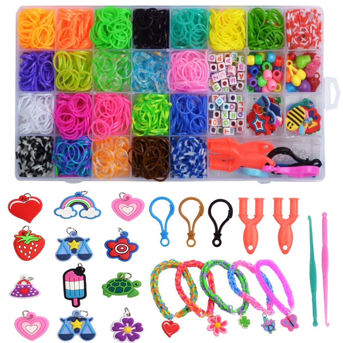 KUANGYE - Kit Para Hacer Pulseras De Elástico 23 Colores 1500+ Uds
