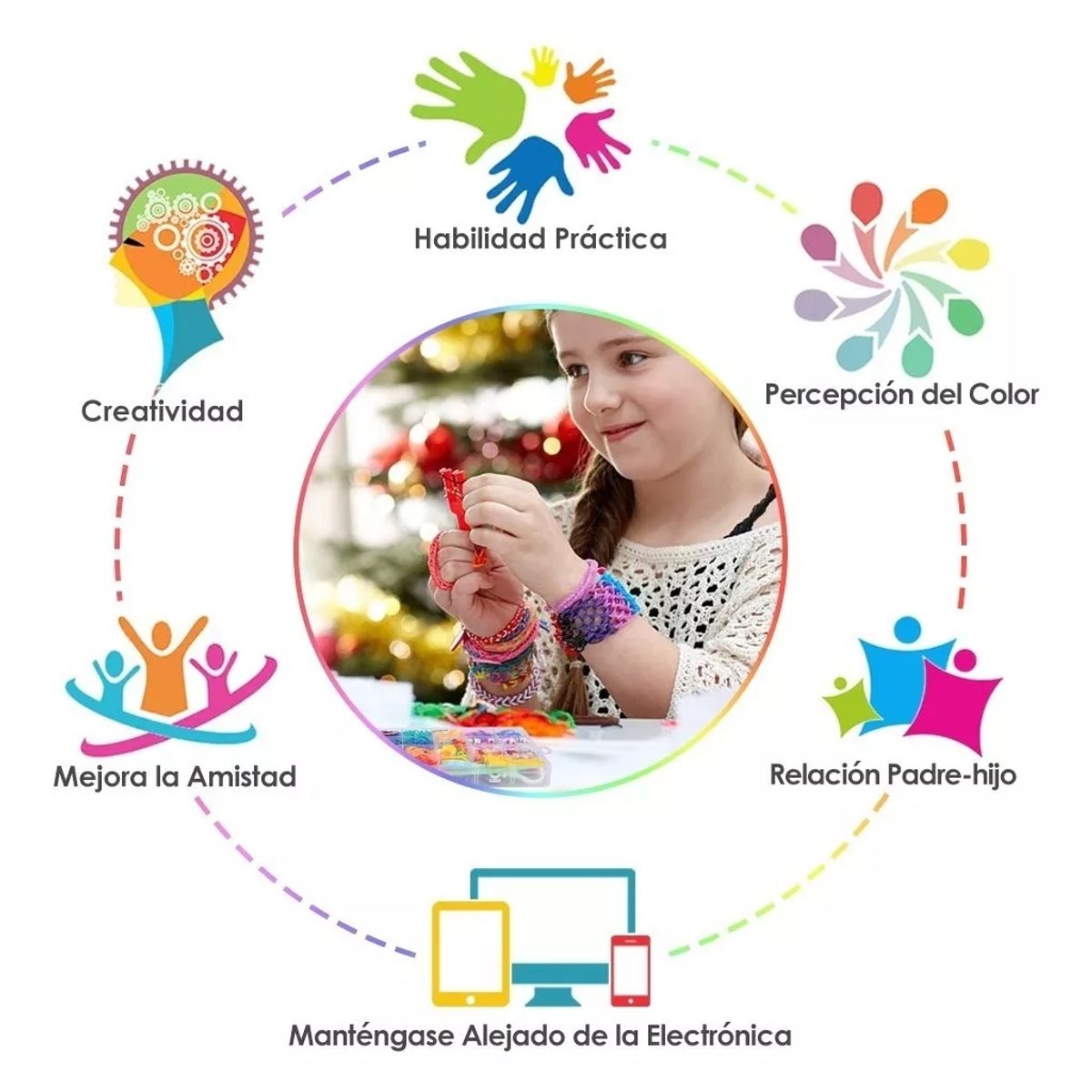 KUANGYE - Kit Para Hacer Pulseras De Elástico 23 Colores 1500+ Uds