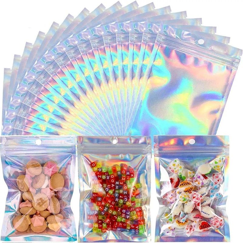 KUANGYE - 200 Bolsas Pouch Holográficas A Prueba De Olores Con Cierre