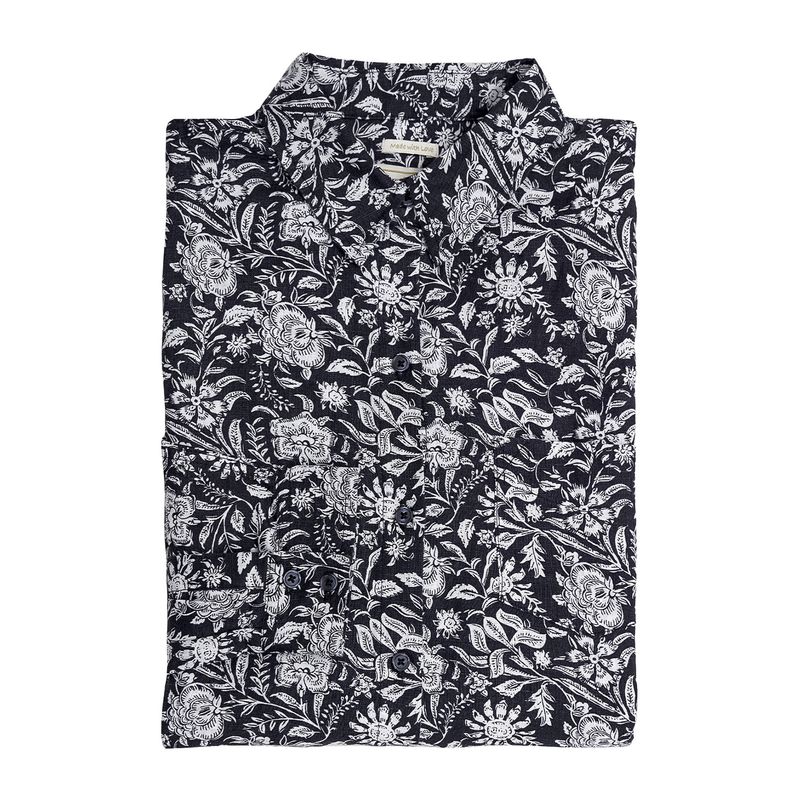 ROCKFORD - Blusa Lino Orgánico Lirioprint Gris Osc Mujer ROCKFORD