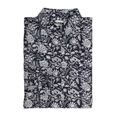 ROCKFORD - Blusa Lino Orgánico Lirioprint Gris Osc Mujer
