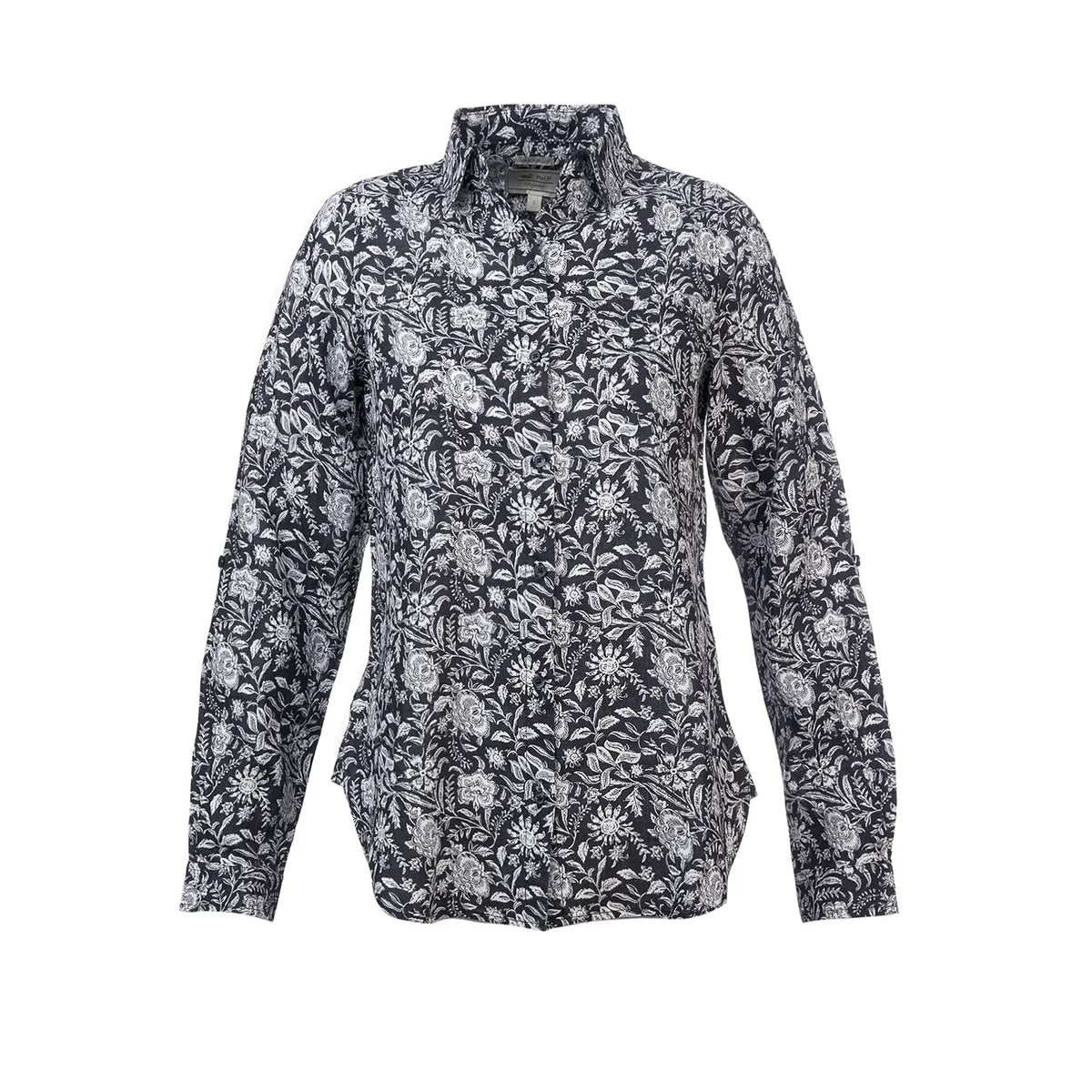 ROCKFORD - Blusa Lino Orgánico Lirioprint Gris Osc Mujer ROCKFORD