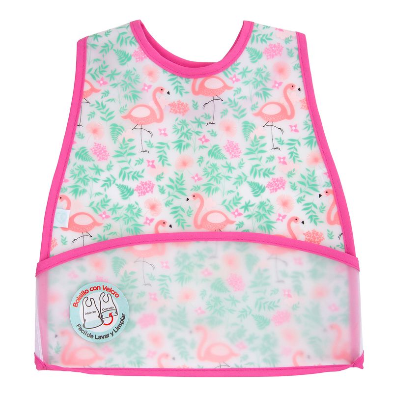 BAMBINO - Babero Plastico Modern Niña Rosado Flamencos
