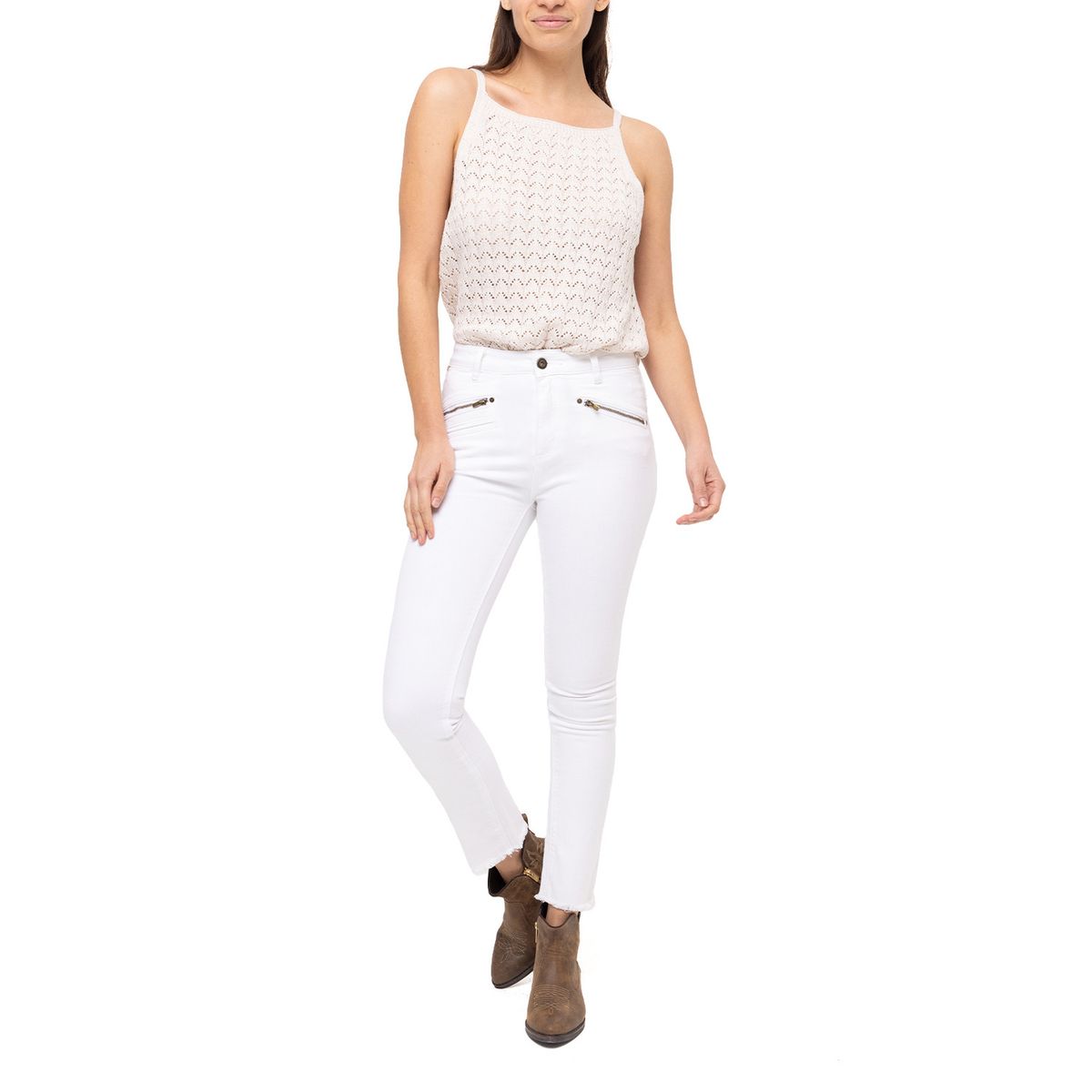 ROCKFORD - Jeans Natural Flex Leman Blanco Mujer ROCKFORD