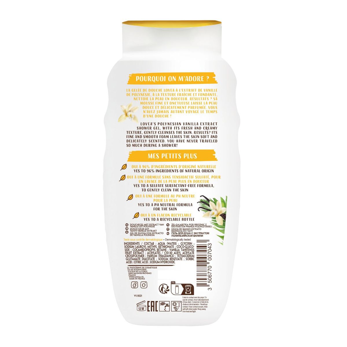 LOVEA - Gel de Ducha - Vainilla Polinesica - Lovea - 400 ml.