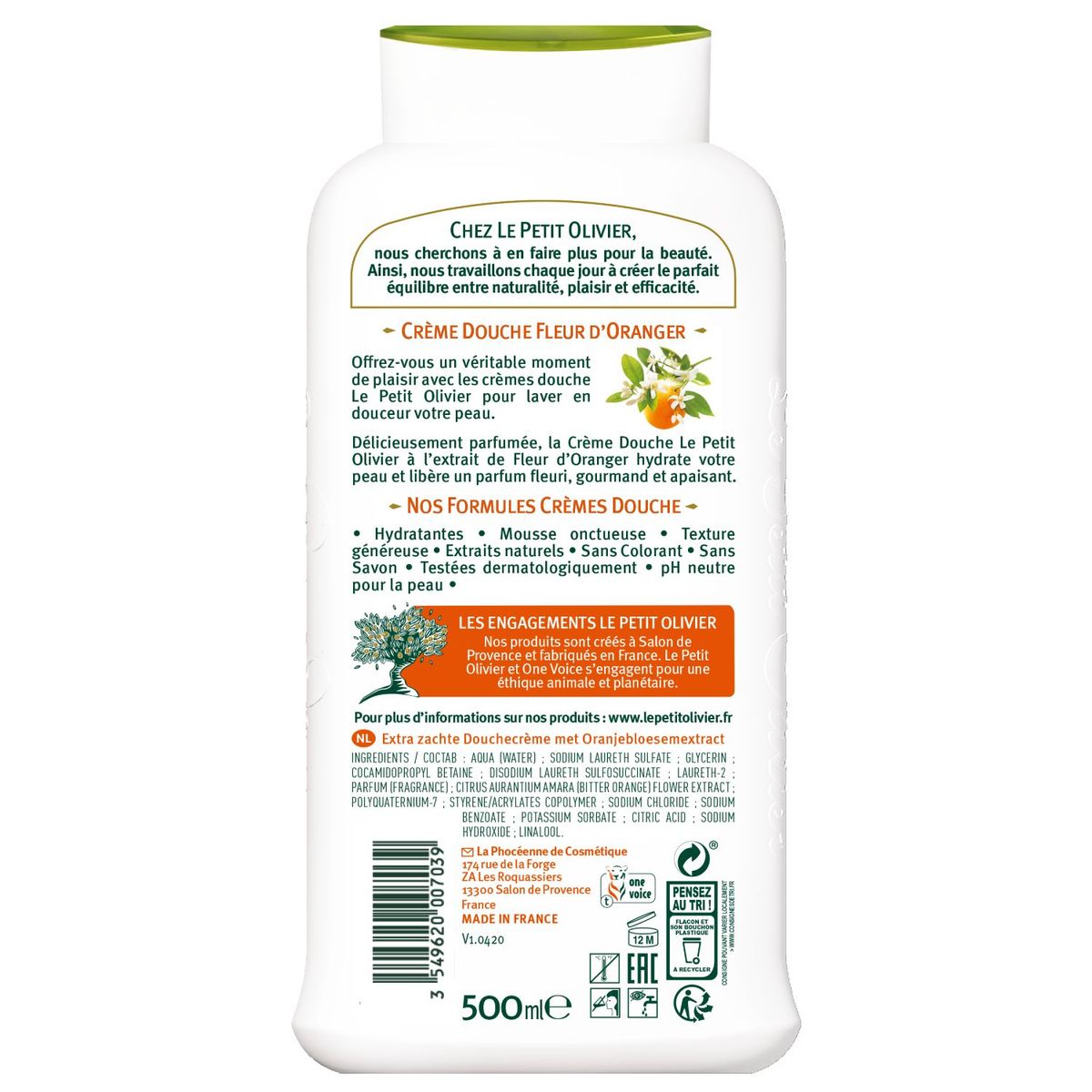 LE PETIT OLIVIER - Crema ducha extra suave Azahar - LPO - 500 ml.