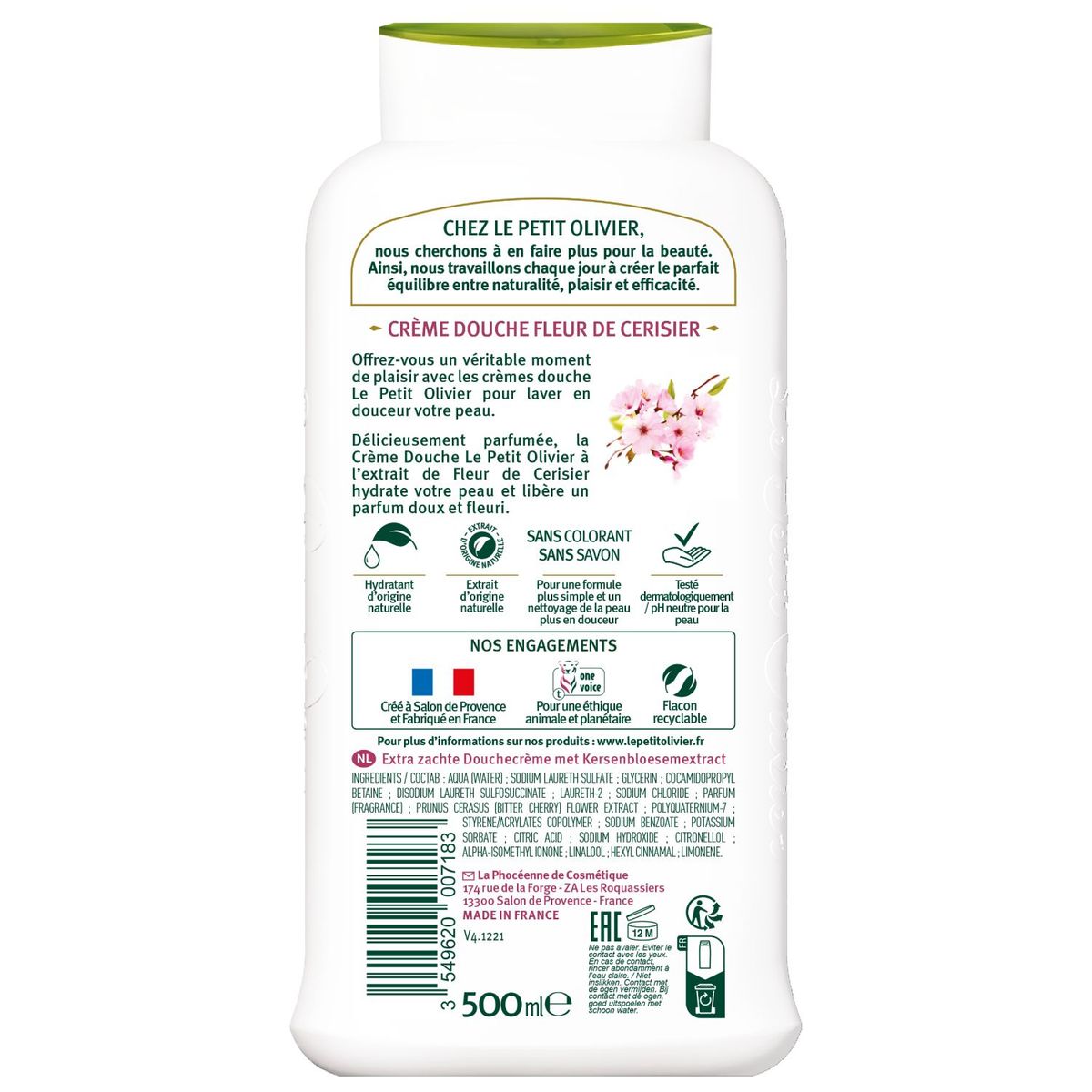 LE PETIT OLIVIER - Crema ducha extra suave Flor de Cerezo - LPO - 500 ml.