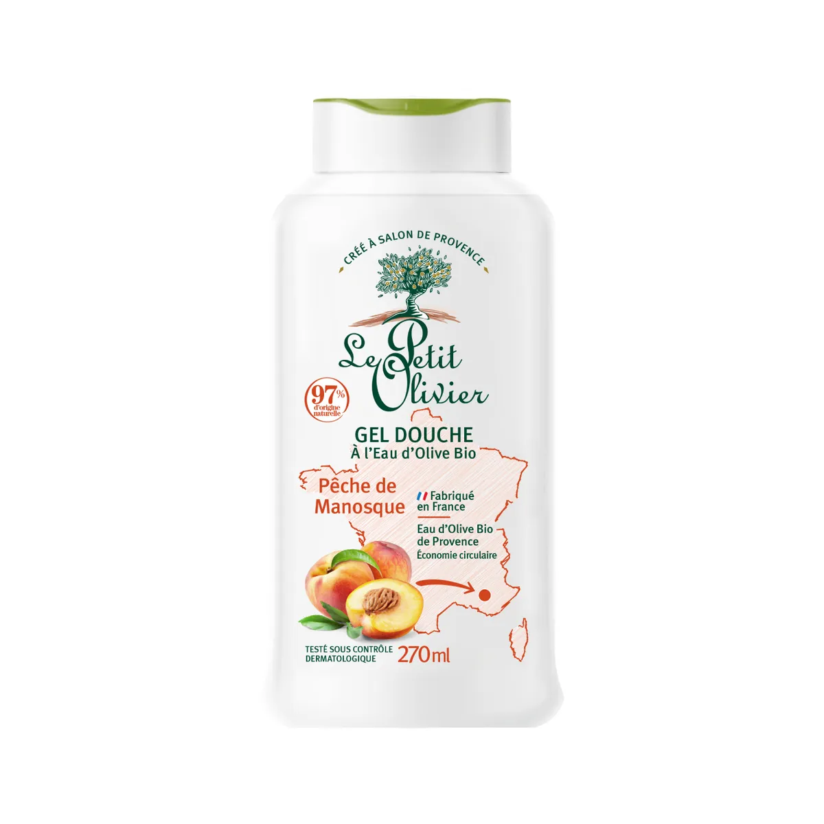 LE PETIT OLIVIER - Gel de Ducha al Agua de Oliva Durazno - LPO - 270 ml.