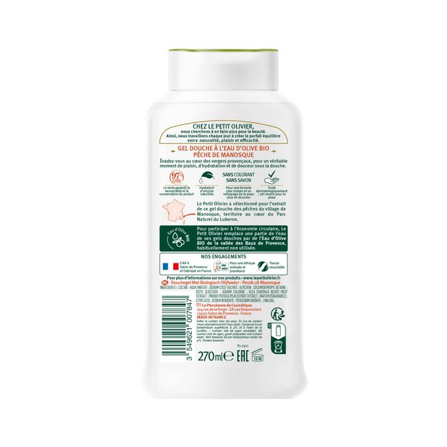 LE PETIT OLIVIER - Gel de Ducha al Agua de Oliva Durazno - LPO - 270 ml.