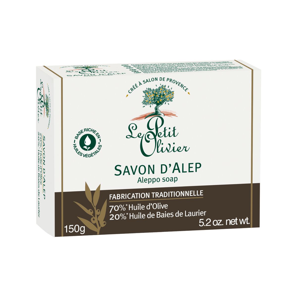 LE PETIT OLIVIER - Jabón de Alepo - Producto Vegano - Le Petit Olivier - 150 g.