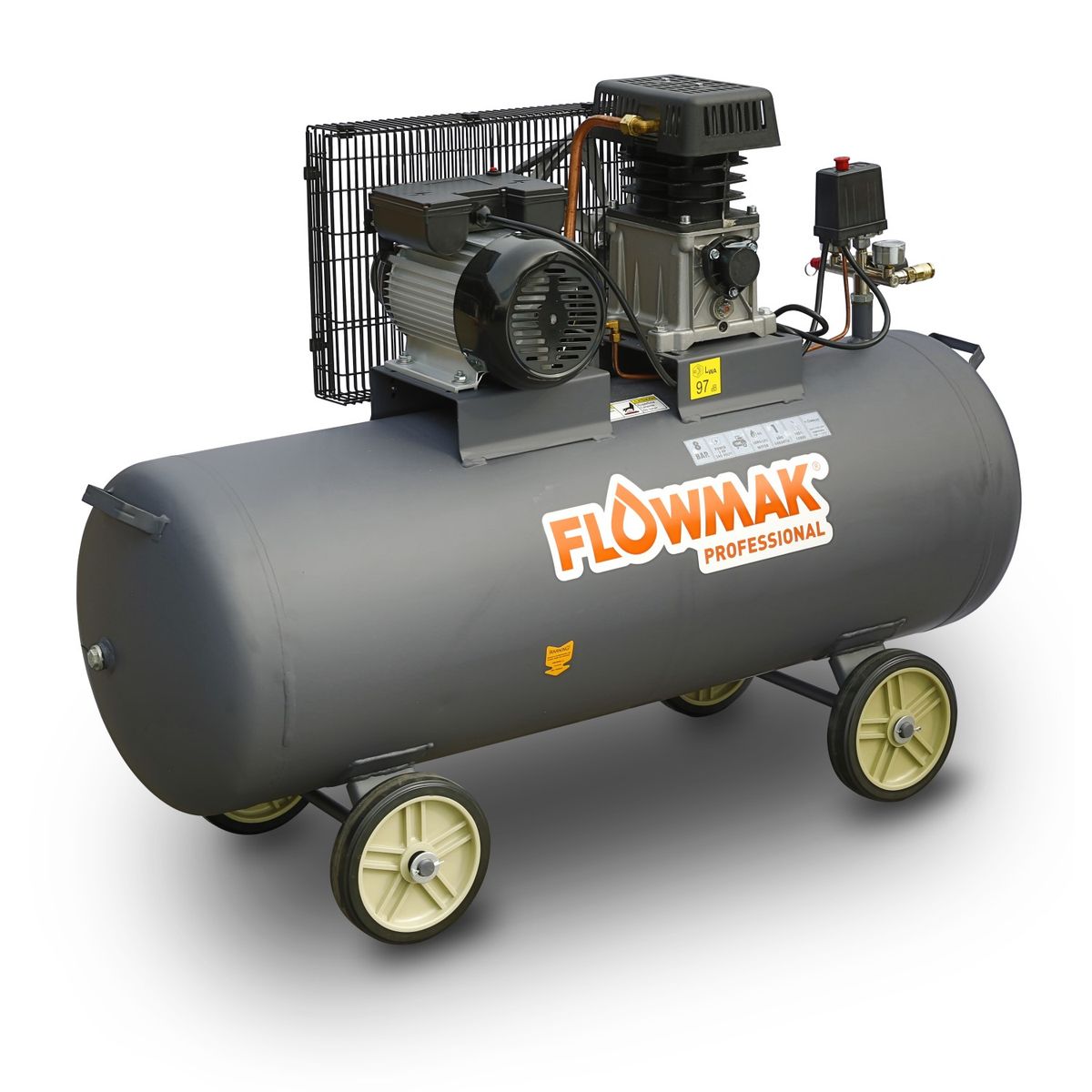 FLOWMAK - Compresor De Aire 150 Litros, 3hp 220v, 8bar