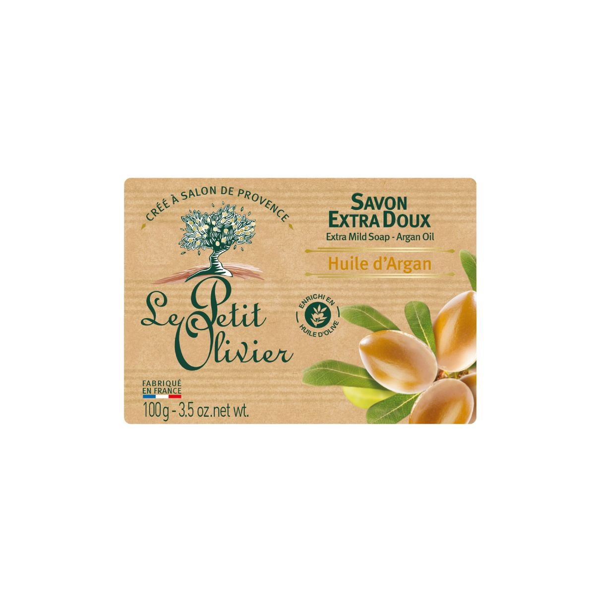 LE PETIT OLIVIER - Jabón extra suave Argan - Le Petit Olivier - 100 g.