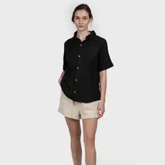 GNOMO - Camisa Lino Ginka Mujer Black
