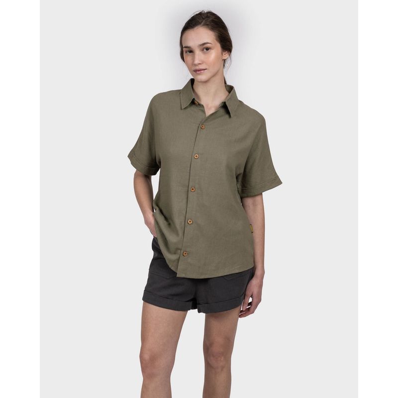 GNOMO - Camisa Lino Ginka Mujer LightGreen Gnomo